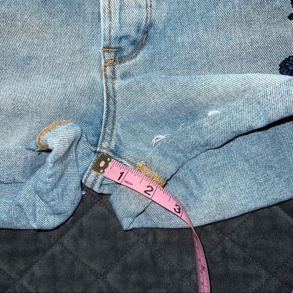 Pacsun Shorts Women 24 Girfriend Denim Cactus Embroidered Button Fly Cuffed L - Picture 9 of 9